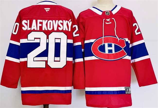Mens Montreal Canadiens #20 Juraj Slafkovsky Red 2024-25 Stitched Jersey->montreal canadiens->NHL Jersey